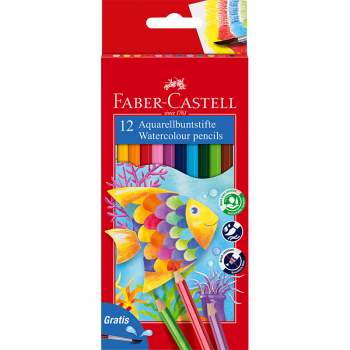 Акварелни моливи Faber-Castell 12 цвята + четка