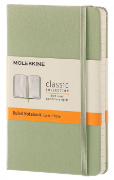Джобен тефтер (бележник) с твърди корици Moleskine Classic – Светлозелен, линирани листа