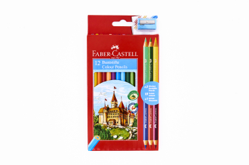 Faber-Castell моливи замък 12 броя + 6 допълнителни цвята + острилка