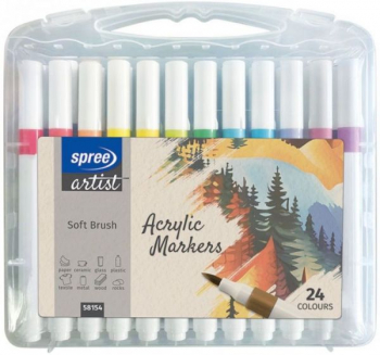 Маркери акрилни Art Soft Brush, 24 цвята в PP кутия