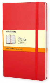 Джобен тефтер (бележник) с твърди корици Moleskine Classic – Червен, линирани листа
