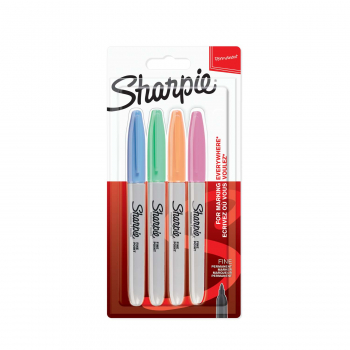 Комплект пермaнентни маркери Sharpie, F, 4 пастелни цвята , блистер