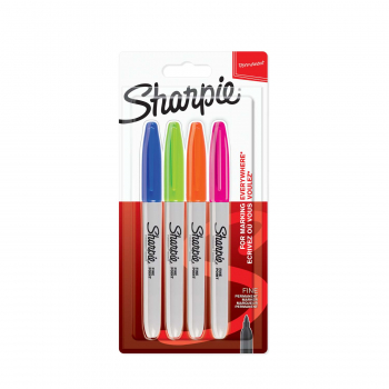 Комплект перманентни маркери Sharpie, F, 4 забавни цвята, блистер