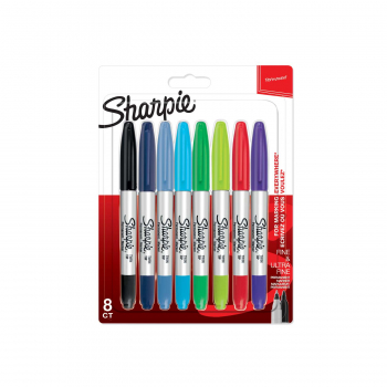 Комплект перманентни маркери Sharpie Twin Tip, 8 цвята, блистер