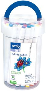 Двувърхи маркери Spree Art Soft Brush / Fine tip, 48 цвята в цилиндър