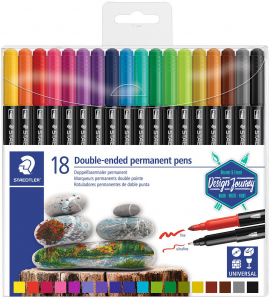 Перманентни маркери Staedtler, двувърхи, 18 цвята