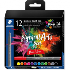 Маркери Staedtler Pigment Arts, 12 цв. (оснoвни цветове)