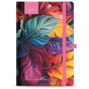 Бележник с ластик A6 Street Petal, твърда корица, 96 л.